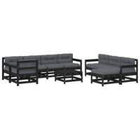 Thumbnail for 10-tlg. Garten-Lounge-Set mit Kissen Schwarz Massivholz