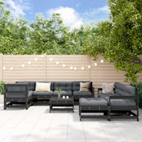 Thumbnail for 10-tlg. Garten-Lounge-Set mit Kissen Schwarz Massivholz
