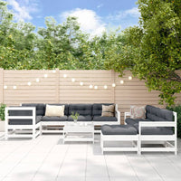 Thumbnail for 10-tlg. Garten-Lounge-Set mit Kissen Weiß Massivholz