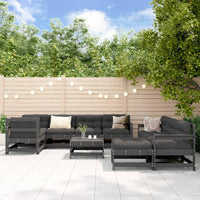 Thumbnail for 10-tlg. Garten-Lounge-Set mit Kissen Grau Massivholz