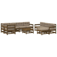 Thumbnail for 10-tlg. Garten-Lounge-Set mit Kissen Honigbraun Massivholz