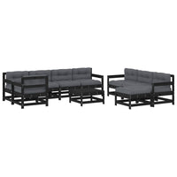 Thumbnail for 10-tlg. Garten-Lounge-Set mit Kissen Schwarz Massivholz