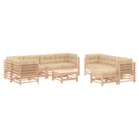 Thumbnail for 10-tlg. Garten-Lounge-Set mit Kissen Massivholz