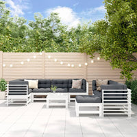 Thumbnail for 10-tlg. Garten-Lounge-Set mit Kissen Weiß Massivholz