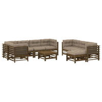 Thumbnail for 10-tlg. Garten-Lounge-Set mit Kissen Honigbraun Massivholz