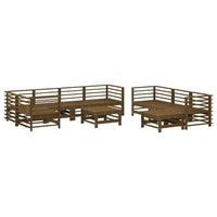 Thumbnail for 10-tlg. Garten-Lounge-Set mit Kissen Honigbraun Massivholz