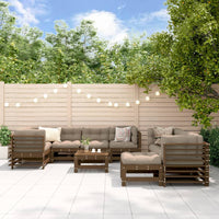 Thumbnail for 10-tlg. Garten-Lounge-Set mit Kissen Honigbraun Massivholz