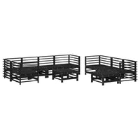 Thumbnail for 10-tlg. Garten-Lounge-Set mit Kissen Schwarz Massivholz