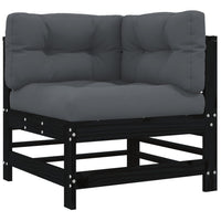 Thumbnail for 10-tlg. Garten-Lounge-Set mit Kissen Schwarz Massivholz