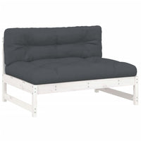 Thumbnail for 2-tlg. Garten-Lounge-Set mit Kissen Weiß Massivholz