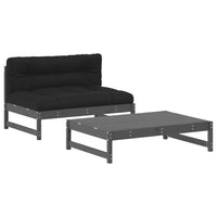 Thumbnail for 2-tlg. Garten-Lounge-Set mit Kissen Grau Massivholz