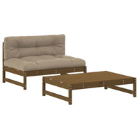 Thumbnail for 2-tlg. Garten-Lounge-Set mit Kissen Honigbraun Massivholz