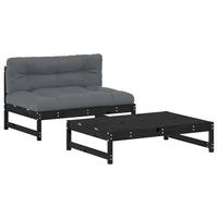 Thumbnail for 2-tlg. Garten-Lounge-Set mit Kissen Schwarz Massivholz