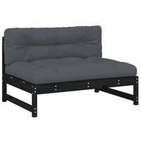 Thumbnail for 2-tlg. Garten-Lounge-Set mit Kissen Schwarz Massivholz