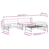Thumbnail for 4-tlg. Garten-Lounge-Set mit Kissen Massivholz