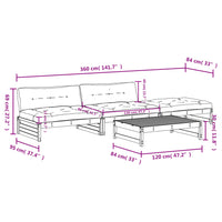 Thumbnail for 4-tlg. Garten-Lounge-Set mit Kissen Weiß Massivholz
