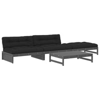 Thumbnail for 4-tlg. Garten-Lounge-Set mit Kissen Grau Massivholz