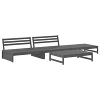 Thumbnail for 4-tlg. Garten-Lounge-Set mit Kissen Grau Massivholz