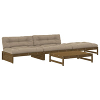 Thumbnail for 4-tlg. Garten-Lounge-Set mit Kissen Honigbraun Massivholz