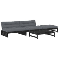 Thumbnail for 4-tlg. Garten-Lounge-Set mit Kissen Schwarz Massivholz