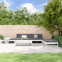 Thumbnail for 5-tlg. Garten-Lounge-Set mit Kissen Weiß Massivholz