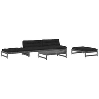 Thumbnail for 5-tlg. Garten-Lounge-Set mit Kissen Grau Massivholz