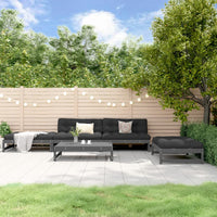 Thumbnail for 5-tlg. Garten-Lounge-Set mit Kissen Grau Massivholz