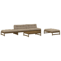 Thumbnail for 5-tlg. Garten-Lounge-Set mit Kissen Honigbraun Massivholz
