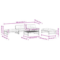Thumbnail for 5-tlg. Garten-Lounge-Set mit Kissen Honigbraun Massivholz