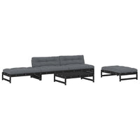 Thumbnail for 5-tlg. Garten-Lounge-Set mit Kissen Schwarz Massivholz