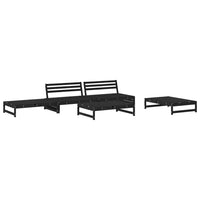 Thumbnail for 5-tlg. Garten-Lounge-Set mit Kissen Schwarz Massivholz