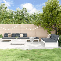 Thumbnail for 6-tlg. Garten-Lounge-Set mit Kissen Weiß Massivholz