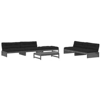 Thumbnail for 6-tlg. Garten-Lounge-Set mit Kissen Grau Massivholz