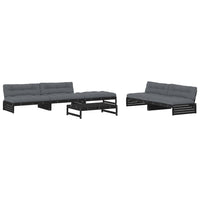 Thumbnail for 6-tlg. Garten-Lounge-Set mit Kissen Schwarz Massivholz