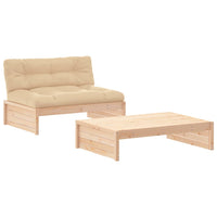Thumbnail for 2-tlg. Garten-Lounge-Set mit Kissen Massivholz