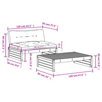 Thumbnail for 2-tlg. Garten-Lounge-Set mit Kissen Grau Massivholz