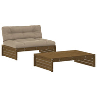 Thumbnail for 2-tlg. Garten-Lounge-Set mit Kissen Honigbraun Massivholz