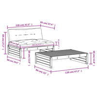 Thumbnail for 2-tlg. Garten-Lounge-Set mit Kissen Honigbraun Massivholz