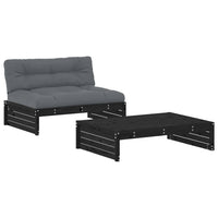 Thumbnail for 2-tlg. Garten-Lounge-Set mit Kissen Schwarz Massivholz