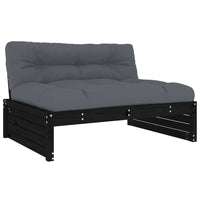 Thumbnail for 2-tlg. Garten-Lounge-Set mit Kissen Schwarz Massivholz