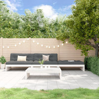 Thumbnail for 4-tlg. Garten-Lounge-Set mit Kissen Weiß Massivholz