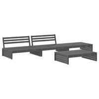 Thumbnail for 4-tlg. Garten-Lounge-Set mit Kissen Grau Massivholz