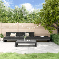 Thumbnail for 4-tlg. Garten-Lounge-Set mit Kissen Grau Massivholz