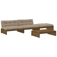 Thumbnail for 4-tlg. Garten-Lounge-Set mit Kissen Honigbraun Massivholz