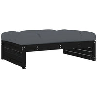 Thumbnail for 4-tlg. Garten-Lounge-Set mit Kissen Schwarz Massivholz