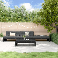 Thumbnail for 4-tlg. Garten-Lounge-Set mit Kissen Schwarz Massivholz