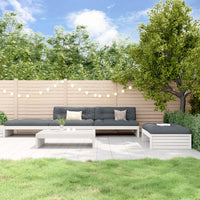 Thumbnail for 5-tlg. Garten-Lounge-Set mit Kissen Weiß Massivholz