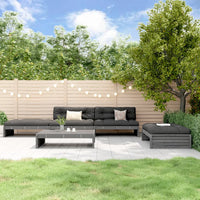 Thumbnail for 5-tlg. Garten-Lounge-Set mit Kissen Grau Massivholz
