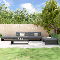 Thumbnail for 5-tlg. Garten-Lounge-Set mit Kissen Schwarz Massivholz