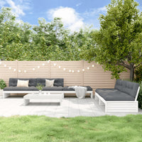 Thumbnail for 6-tlg. Garten-Lounge-Set mit Kissen Weiß Massivholz